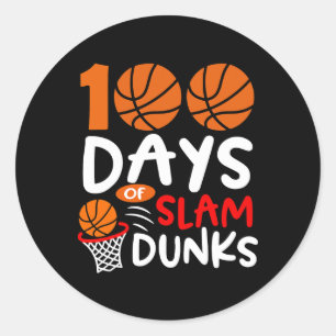 Adesivo Redondo 100 Dias De Slam Dunks Bysketbyll Diversão 100º Di