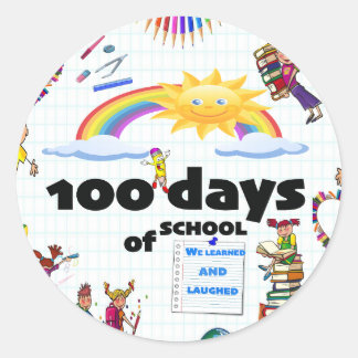 Adesivo Redondo 100 dias de sorrisos escolares: