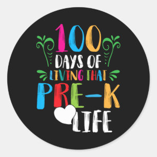 Adesivo Redondo 100 dias de vida pré-k100 dias de escola