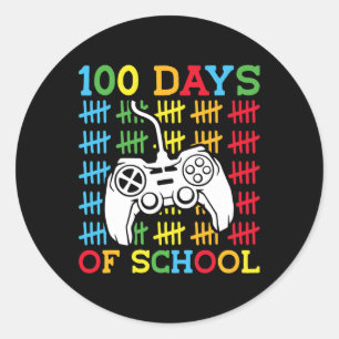 Adesivo Redondo 100 dias de Videos games escolares controlando jog
