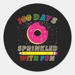 Adesivo Redondo 100 Dias Empurrados Com Feliz 100º Dia do Kinder