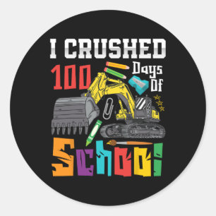Adesivo Redondo 100 Dias Esmagados De Veículo De Construção Escola