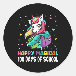 Adesivo Redondo 100 Dias Feliz 100 Dias De Escola Mágica