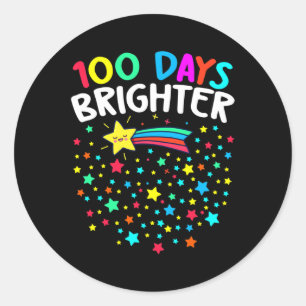 Adesivo Redondo 100 Dias Feliz 100 Dias De Professora Da Escola