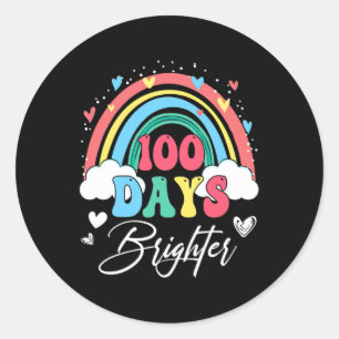 Adesivo Redondo 100 dias Mais Brighter Rainbow Teacher Student 100
