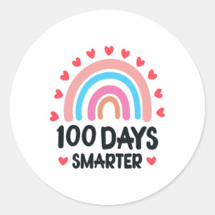 Adesivo Redondo 100 Dias Mais Inteligente 100º Dia Da Escola Menin