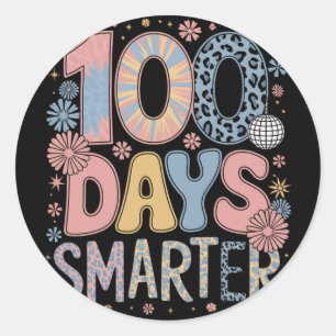 Adesivo Redondo 100 Dias Mais Inteligente Feliz 100º Dia De Escola