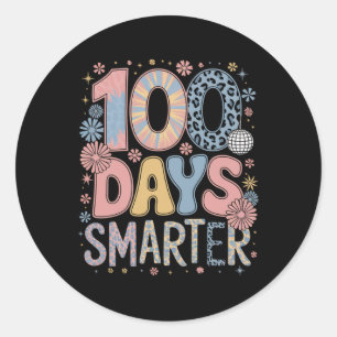 Adesivo Redondo 100 Dias Mais Inteligente Feliz 100º Dia De Escola