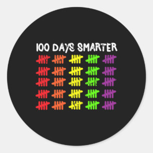 Adesivo Redondo 100 Dias Mais Inteligentes Contando Hash Marks Dia
