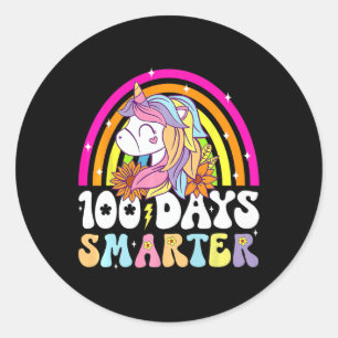 Adesivo Redondo 100 Dias Mais Inteligentes Crianças Do Unicórnio R