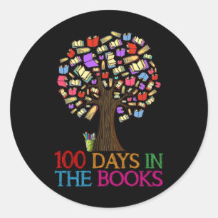Adesivo Redondo 100 Dias Na Árvore De Livros 100º Dia De Chá Escol