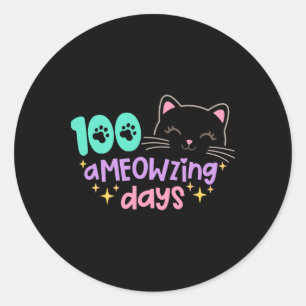 Adesivo Redondo 100 Dias Que Ameaçam Gato Gota 100º Dia Da Escola