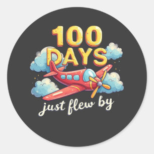 Adesivo Redondo 100 dias simplesmente voaram de avião 100 dias de