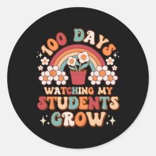Adesivo Redondo 100 Dias Vendo Estudantes Crescerem Boho Rainbow F