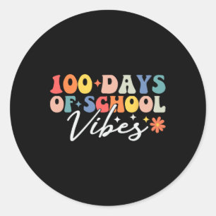 Adesivo Redondo 100 Dias Vibes 100º Dia De Professora De Groovy Es