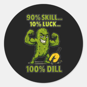 Adesivo Redondo 100% dill pickleball trocadilho engraçado muscular