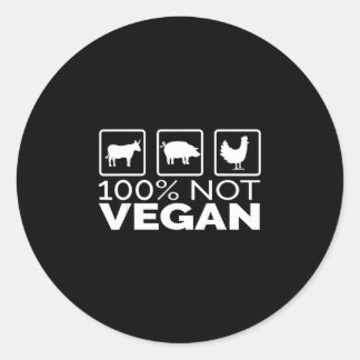 Adesivo Redondo 100 por cento não vegano comedor de carne churrasc