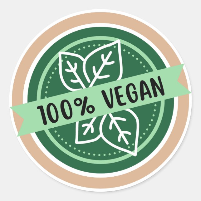 Adesivo Redondo 100% Vegan, Apenas Ingredientes De Vegan (Frente)
