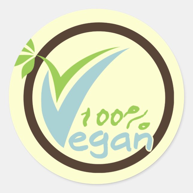 Adesivo Redondo 100% Vegan Stickers (Frente)