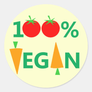 Adesivo Redondo 100% Vegan Witty Stickers Para Ativistas Vegetaria