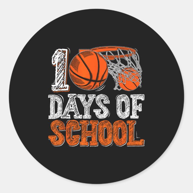 Adesivo Redondo 100th Day Of School Basketball Kids 100 Days Of Sc (Frente)
