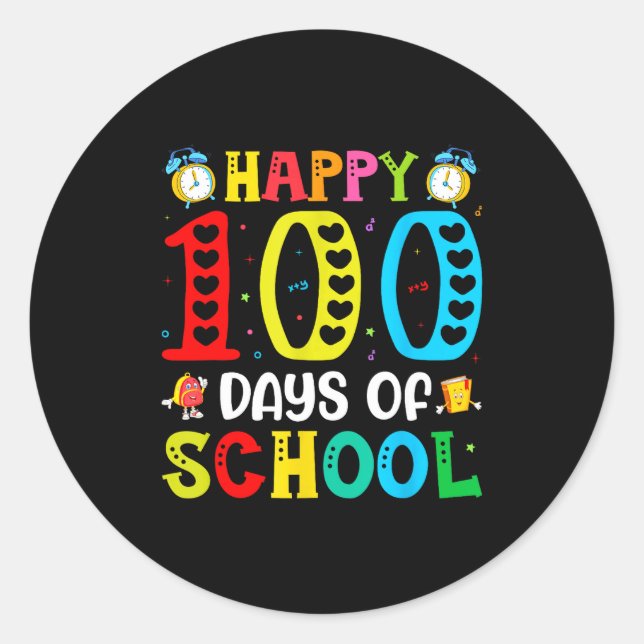 Adesivo Redondo 100th Day Of School Teachers Students 100 Days Of  (Frente)