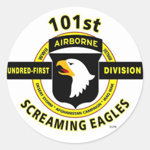 ADESIVO REDONDO 101ST DIVISÃO AEROTRANSPORTADA "EAGLES GRITANDO "