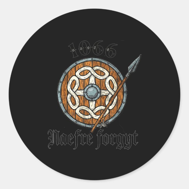 Adesivo Redondo 1066 Naefre Forgyt Nunca Esquecer Viking Inglaterr (Frente)