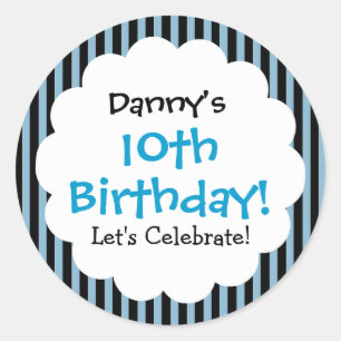 Adesivo Redondo 10.º Aniversário Sticker Blue Stripes V1CA