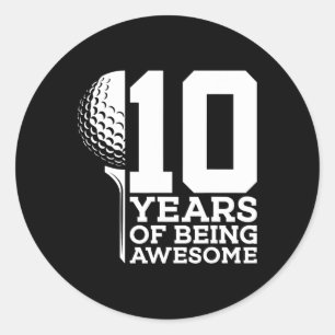 Adesivo Redondo 10 Anos De Ser Um Golfe Espantoso 10º Aniversário