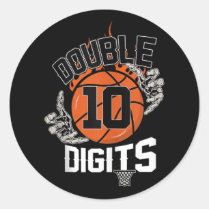 Adesivo Redondo 10 Dígitos Duplos 10 Basquete 10 Anos Aniversário
