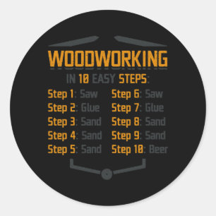 Adesivo Redondo 10 Etapas Do Assinante Do Woodworking Woodworker