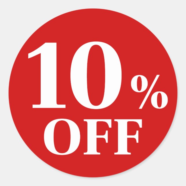 Adesivo Redondo 10% OFF Red Background Classic Round Sticker (Frente)