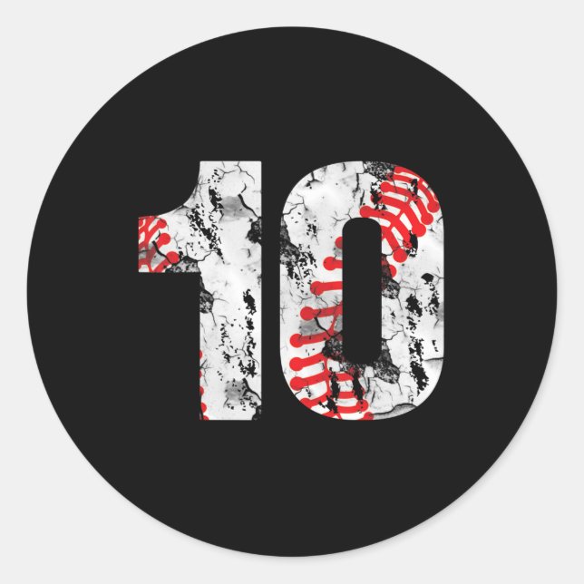 Adesivo Redondo 10 Years Old Gifts Number 10 Baseball 10th Birthda (Frente)