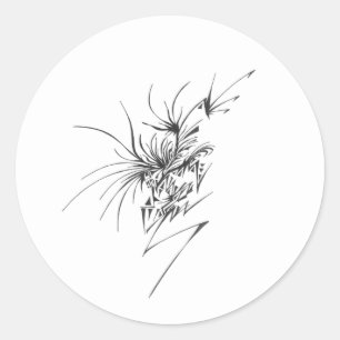 Adesivo Redondo 118 Preto Branco Arte de Tatuagem Tribal Abstrata