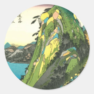 Adesivo Redondo 11. 箱 根 宿, 広 Hakone-juku, Hiroshige, Ukiyo-e