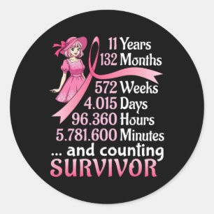 Adesivo Redondo 11 Anos 132 Meses E Contagem Do Cancer Da Mama