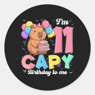 Adesivo Redondo 11 Anos Capivara Aniversário de 11º Aniversário