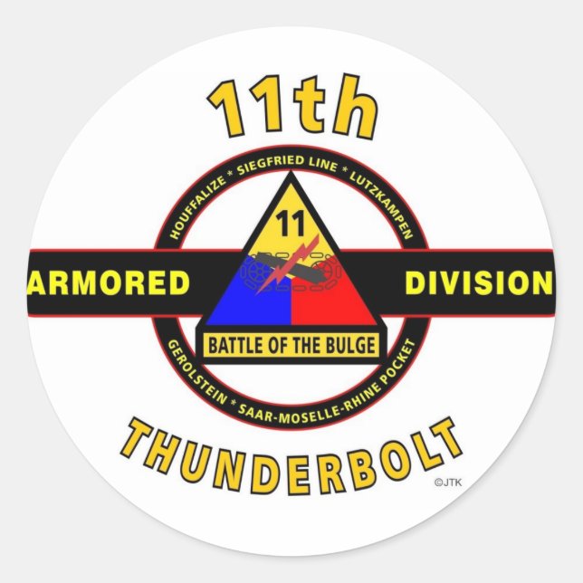 Adesivo Redondo 11 ARMORED DIVISION "THunderBOLT" (Frente)