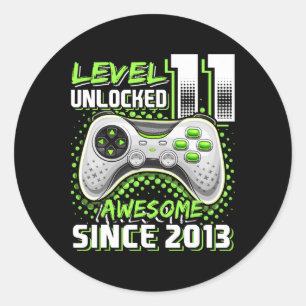 Adesivo Redondo 11 Birthday Gamer De 11 Anos Engraçado Garoto Ele