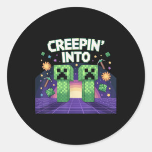 Adesivo Redondo 11 Birthday Gamer Pixel Creepin" Em 11 Vídeo G