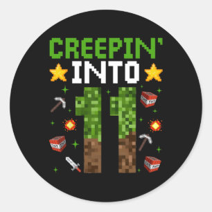Adesivo Redondo 11 Birthday Gamer Pixel Creepin" Em 11 Vídeo G