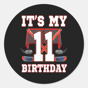 Adesivo Redondo 11 Birthday Ice Hockey Player 11 Anos