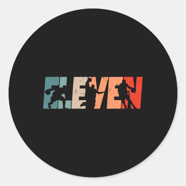 Adesivo Redondo 11 Birthday Retro Basball De 11 Anos (Frente)