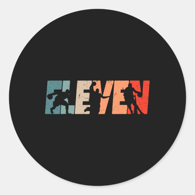 Adesivo Redondo 11 Birthday Retro Bysketbyll 11 Anos Old Boy Gi (Frente)