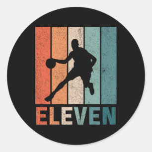 Adesivo Redondo 11 Birthday Retro Bysketbyll Amantes Meninos 11