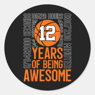 Adesivo Redondo 12 Anos De Aniversário De 12 De Basquete Incrível