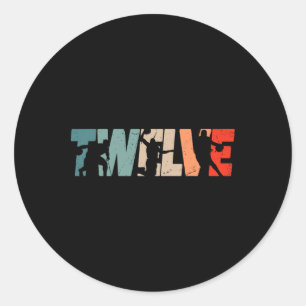 Adesivo Redondo 12 Birthday Retro Basball De 12 Anos