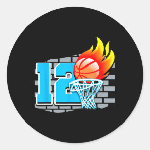 Adesivo Redondo 12 de basquete de 12 anos Tema B
