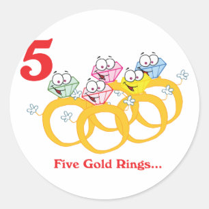Adesivo Redondo 12 dias cinco anéis de ouro